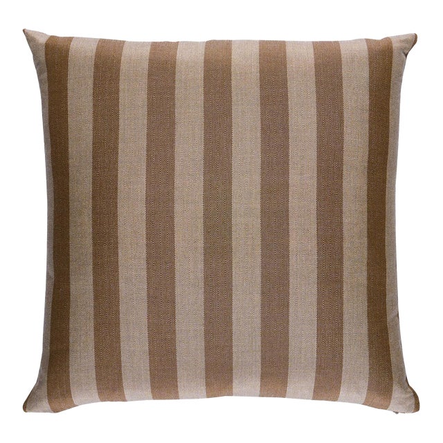 Schumacher Hanson I/O Stripe 18" Pillow In Flax For Sale