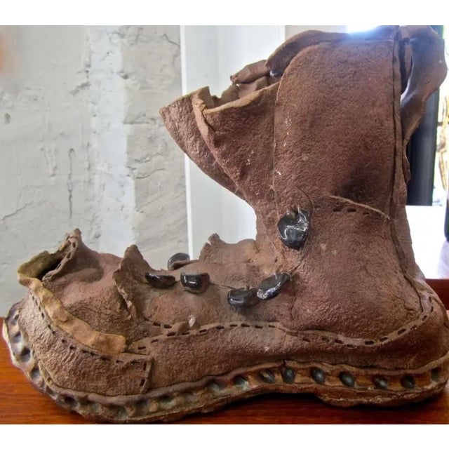 This funky clay boot sculpture has radical 1960's charm. A tongue in cheek creation in clay. Fantastic expression of the...