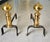 Pair 18th Century Early American Brass and Iron Canon Ball Andirons. Measure 10" in width, 21" in depth and 16" in height.
