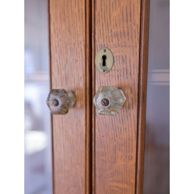 Antique English Oak Glazed Bookcase | Circa 1910 For Sale In Orlando - Image 6 of 12