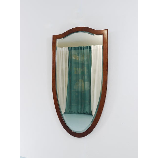 Brown Large Antique Biedermeier Pearwood Shield Wall Mirror, Vienna, 1820s For Sale - Image 8 of 18