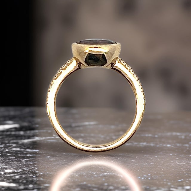 Natural Zircon Diamond Ring Size 6.5 14k Y Gold 3.52 TCW Certified For Sale - Image 13 of 18