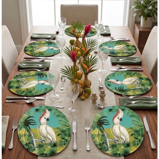Vintage Italian Cockatoo Lacquered Placemats - Set of 6 For Sale - Image 10 of 12