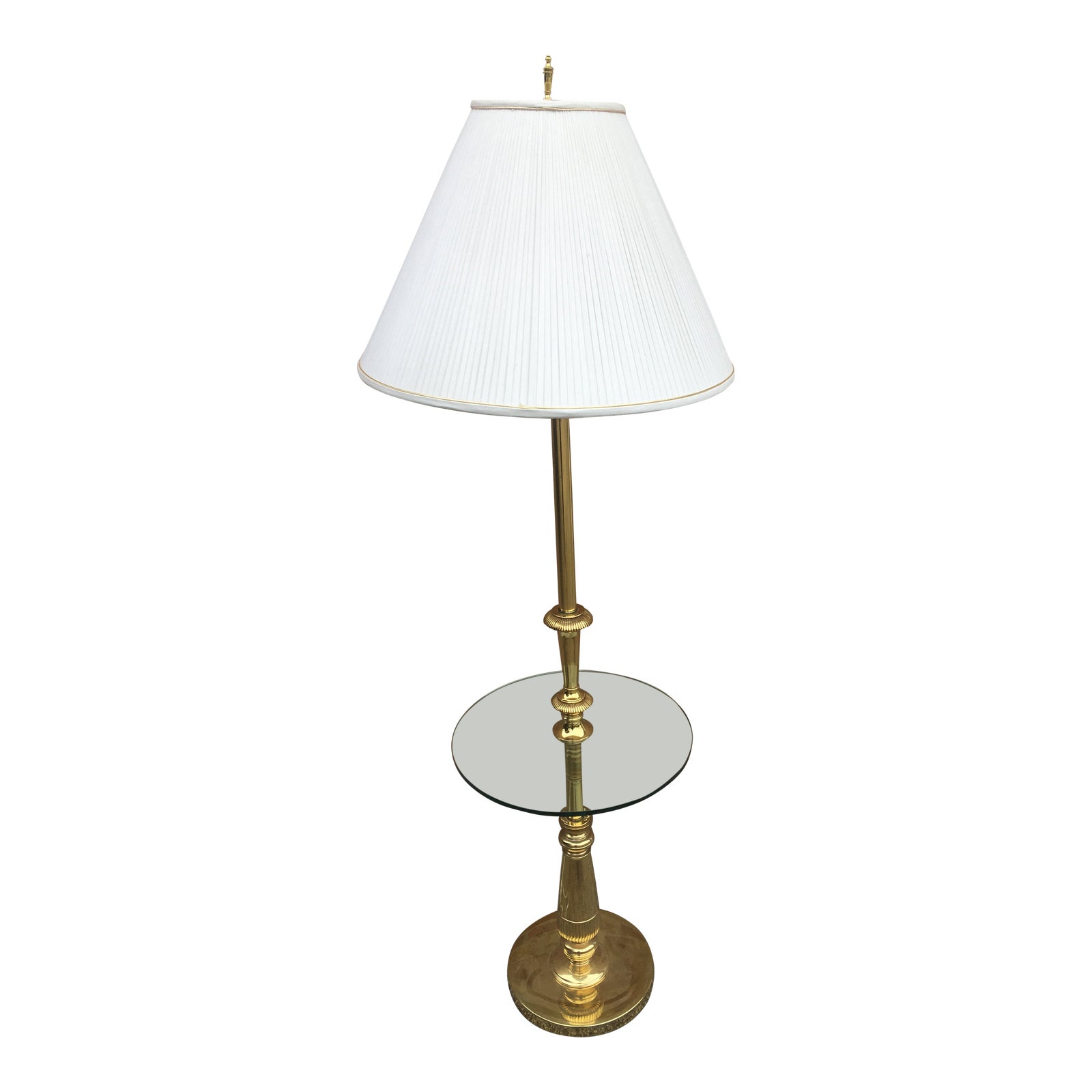 Wescal Contemporary Brass Glass Table Floor Lamp Chairish