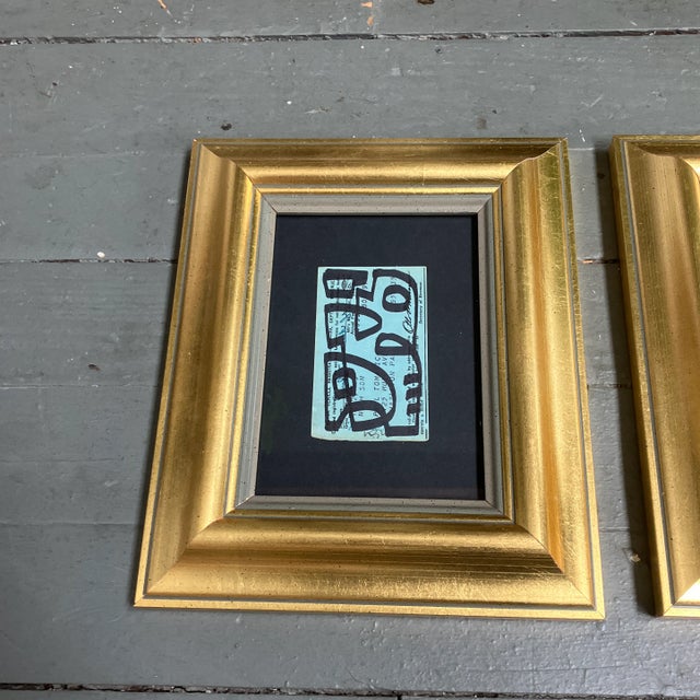 Contemporary original set of two Wayne Cunningham abstract marker drawings on vintage registration cards. Signed and...