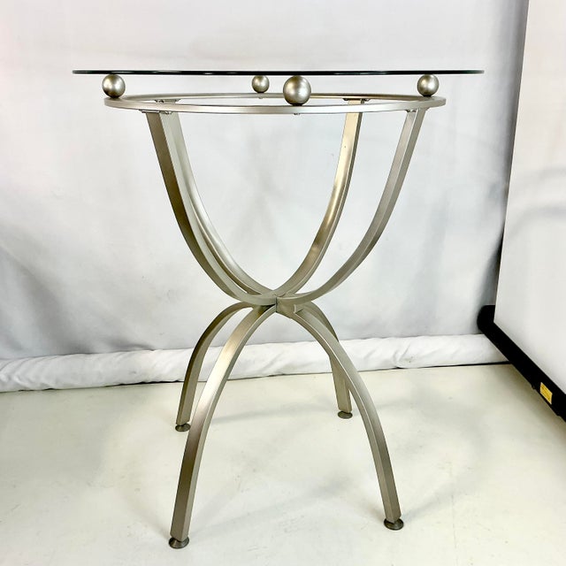 1990s Late 20th C. Contemporary Modern Aluminum Barstool-Height Dining Table For Sale - Image 5 of 14