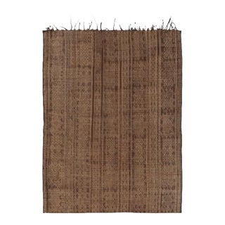 Vintage Tuareg Mat, Rich Brown With Gold Tribal Geometric Patterns - Rug & Kilim For Sale