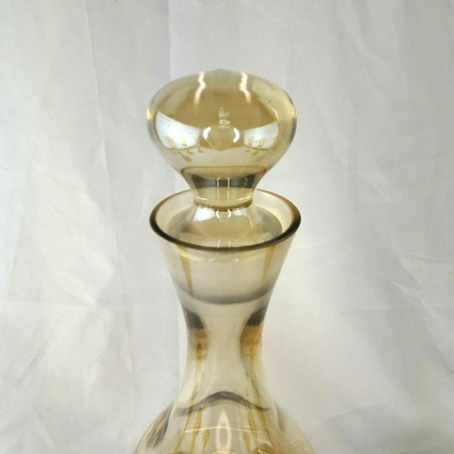 Late 20th Century Bombay Glass Decanter Set 6 Glasses Gold Frosted Stems Made in Poland For Sale - Image 10 of 13
