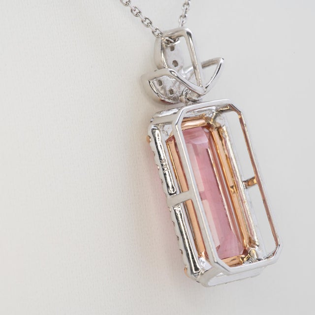 Pink 4.4Ct Pink Tourmaline Pendant With Earth Mined Diamonds Accents: Solid 14k Gold For Sale - Image 8 of 8