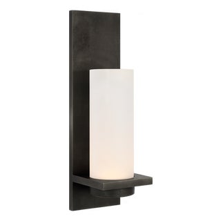 Chapman & Myers for Visual Comfort Signature Cornado 18" Indoor/Outdoor Hurricane Sconce in Museum Bronze with Etched Crystal For Sale