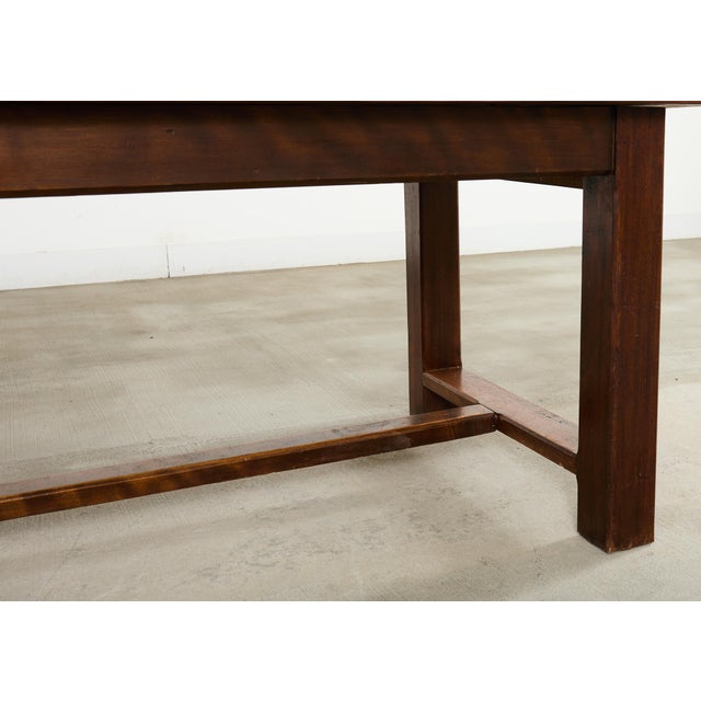 Country French Farmhouse Mahogany Trestle Dining Table For Sale - Image 10 of 12