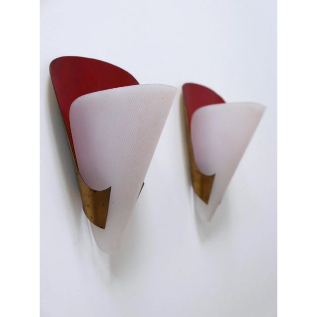 Gold Mid-Century Modern German Brass & Acrylic Glass Sconces, 1960s, Set of 2 For Sale - Image 8 of 18