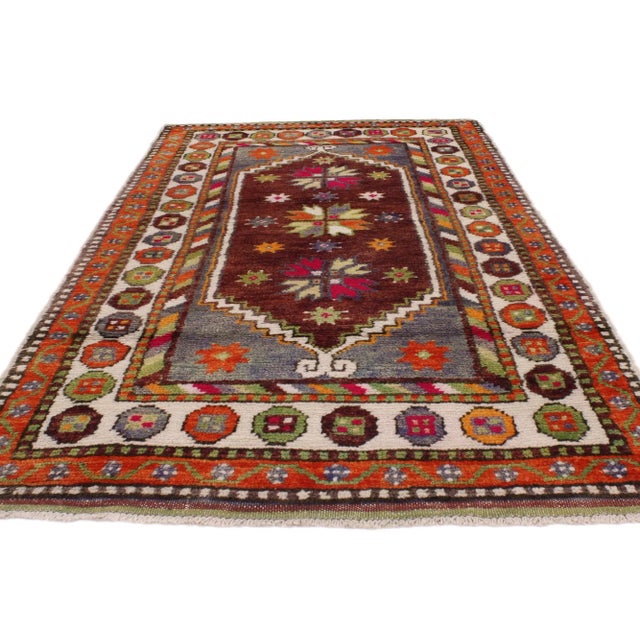 Modern Colorful Vintage Turkish Oushak Rug - 02'06 X 04'06 For Sale - Image 3 of 7