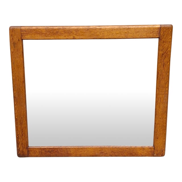 19th Century Early American Style Solid Oak Frame Wall Mirror For Sale