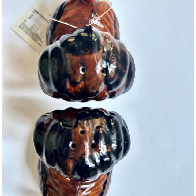1970s Magnetic Glazed Ceramic Turkey Salt & Pepper Shakers - Set of 4 For Sale - Image 14 of 18