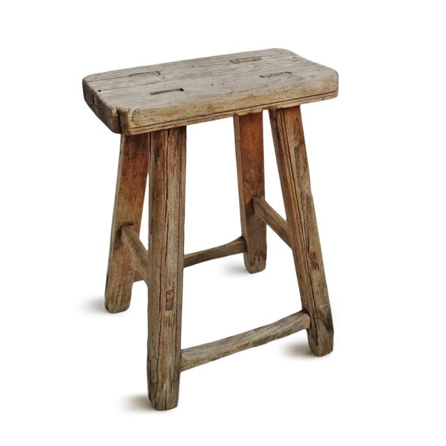 Vintage elm work farm stool. Great for indoor or outdoor use (wood will continue to weather naturally outdoors). Each...