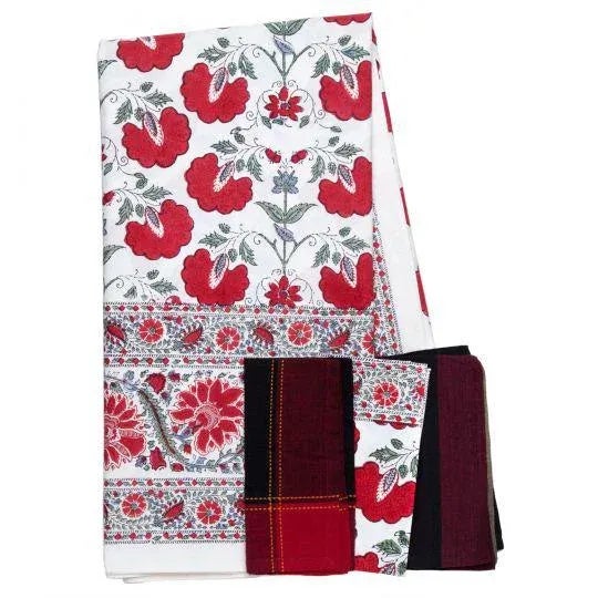 Contemporary Janvi 10-Seat Red Tablecloth For Sale - Image 3 of 5