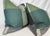 Custom pair of 22" pillows covered fronts and backs in same repeat of Peter Dunham "Collage" in color green/gray linen....