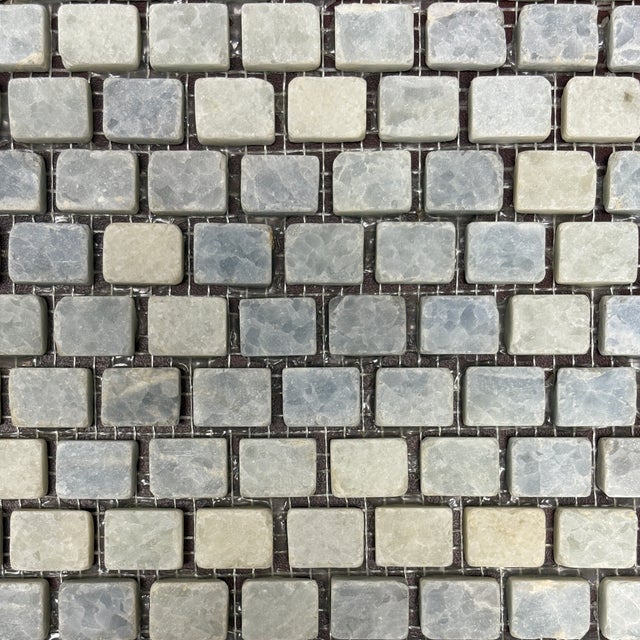 Honed sky blue marble 3/8" x 5/8" brick decorative mosaic tile. Suitable for use in vertical and horizontal applications,...