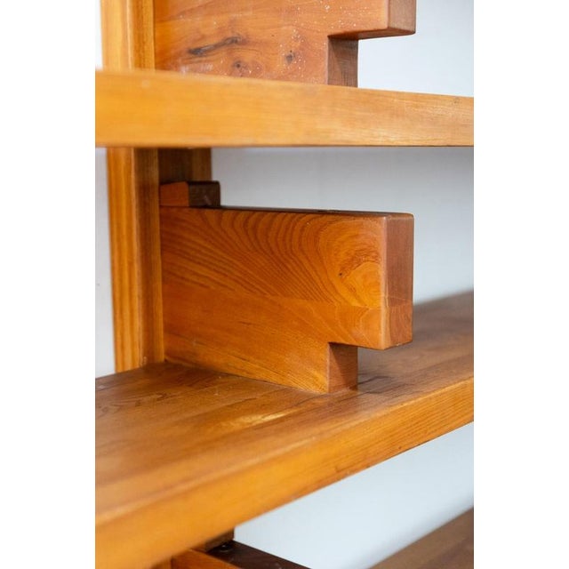 Large shelf unit or wall-mounted bookcase, model B17, in natural light elm. The 4 shelves are mounted on brackets. Very...