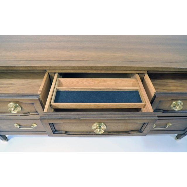 Chestnut 1960's Drexel Triune 9 Drawer Dresser With Mirror For Sale - Image 8 of 13