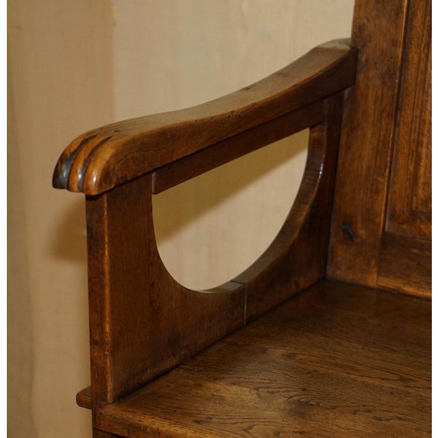 Set of Antique English Carved Oak Armchairs with Armorial Crest Coat of Arms, 1860 For Sale - Image 15 of 18