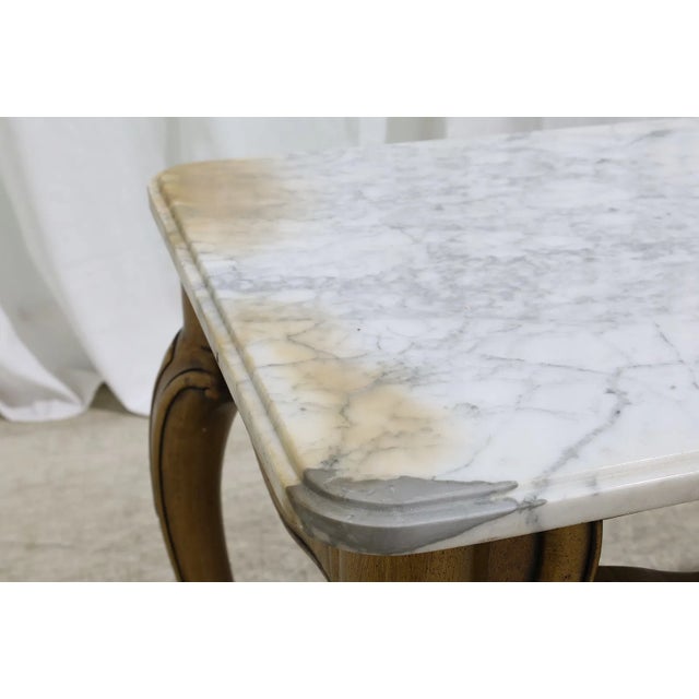 French Italian Style Marble Top Console Table – Gilded Louis XV Revival For Sale - Image 3 of 5