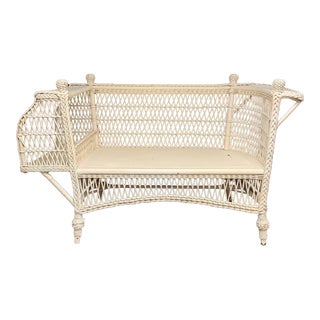 Late 19th Century White Wicker Settee For Sale