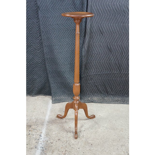 Vintage Bartley Collection Queen Anne Style Solid Cherry Candle Stand Pedestal For Sale - Image 13 of 18