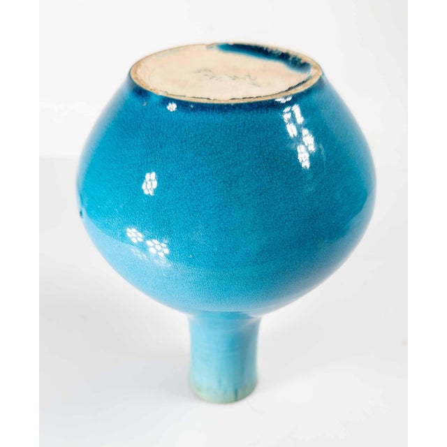 20th Century Japanese Electric Blue Turquoise Kangxi Style Bottle Vase For Sale - Image 16 of 16