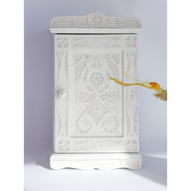 Wood Carved Medicine Cabinet with Glass Shelves, 1920s For Sale - Image 3 of 11