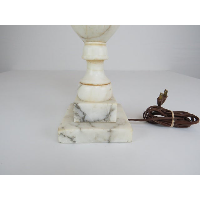 Vintage Italian White Carrara Marble Table Lamp | Chairish