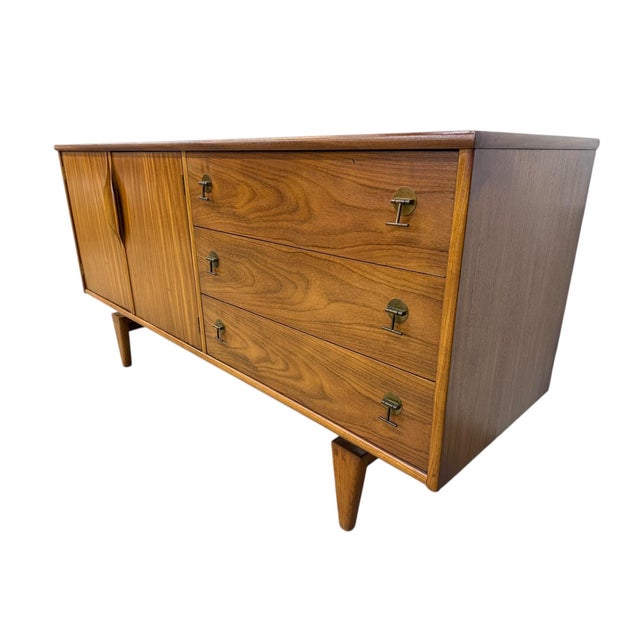 Mid-Century Modern Mid-Century Modern Stanley Walnut Sideboard - Refinished! For Sale - Image 3 of 13