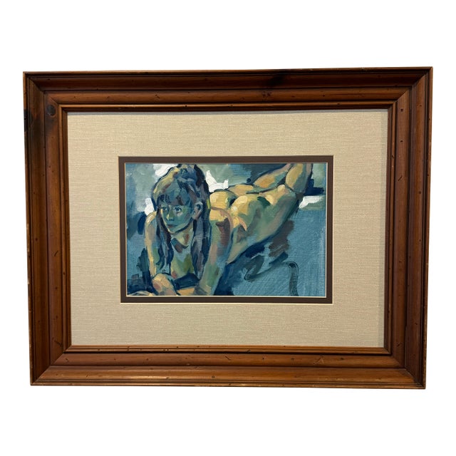 Original Oil on Canvas Board Nude Painting by Artist "Lisa K" Framed For Sale