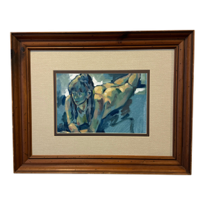 Original Oil on Canvas Board Nude Painting by Artist "Lisa K" Framed