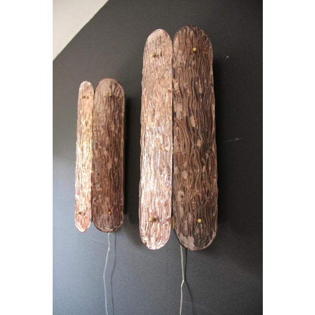 Sculptural Murano Glass Wall Sconces in Powder Pink Hue, Italy, 2000s, Set of 2 For Sale - Image 10 of 15