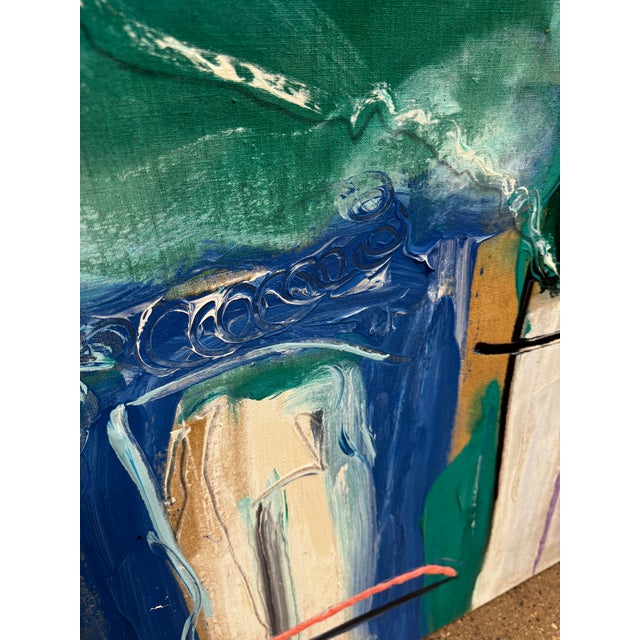 Black 1980s Pair of Large Abstract Mixed Media Paintings, 1983 50x48” by Jack Compton For Sale - Image 8 of 11