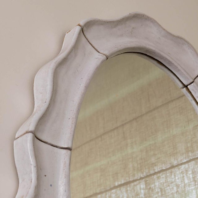Not Yet Made - Made To Order Oval Ceramic Scalloped Mirror For Sale - Image 5 of 8