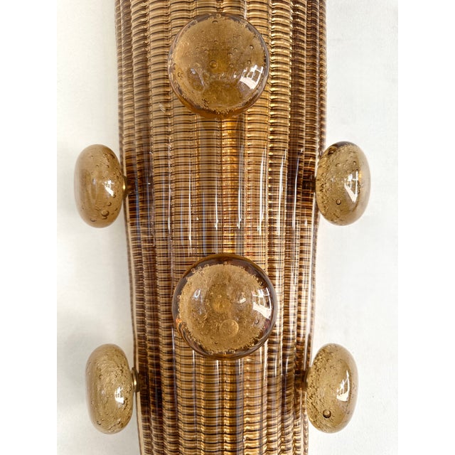 Contemporary Pair of Brass and Murano Glass Macaroons Sconces, Italy For Sale - Image 11 of 12