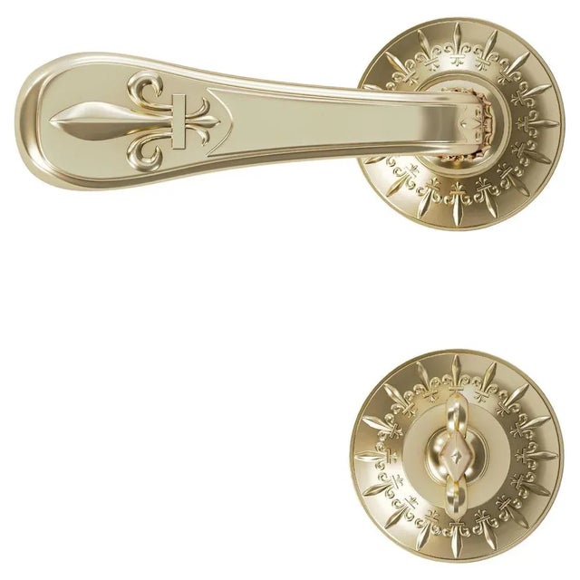 Versailles Nickel Door Handles with Condamnation by Jérôme Bugara, Set of 3 For Sale - Image 6 of 6