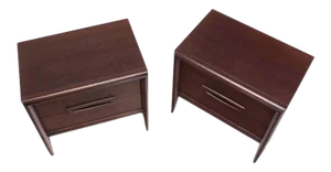 Vintage Mid-Century Walnut Nightstands- a Pair