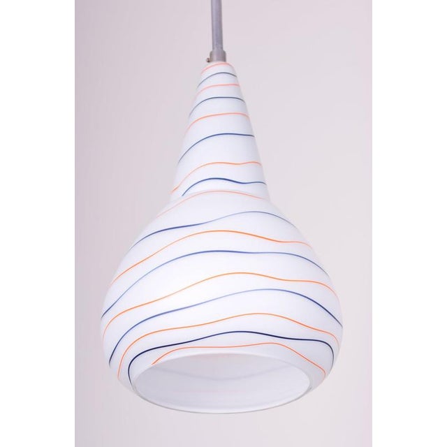 Mid-Century Czech Chromed Steel and Milk Glass Pendant Light, 1960s For Sale - Image 3 of 12