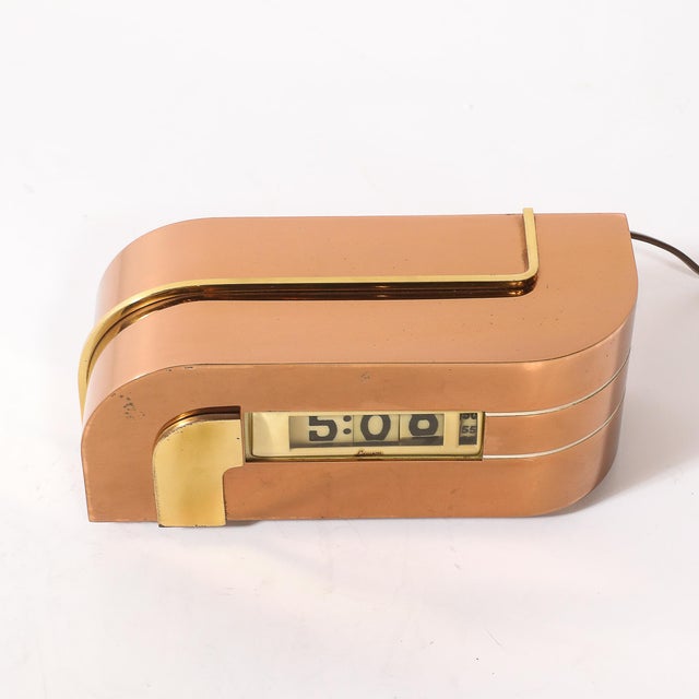 Art Deco Art Deco Lawson Model P-40 "Zephyr" Streamlined Copper & Brass Electric Clock For Sale - Image 3 of 10