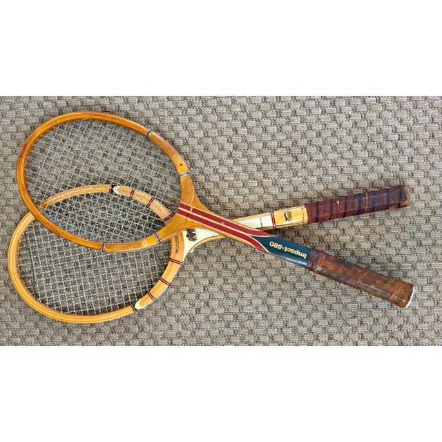 1960s Wooden Tennis Racket Pair For Sale - Image 9 of 9