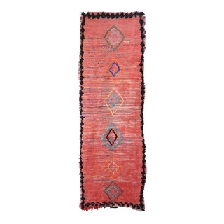Pink Moroccan Vintage Runner Rug - 3'2" X 9'1" Ft For Sale