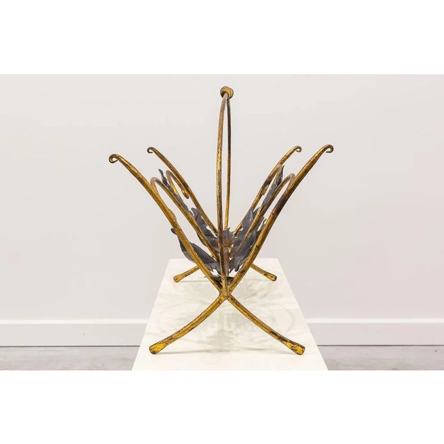 Black Golden Iron Magazine Rack, 1950s For Sale - Image 8 of 9