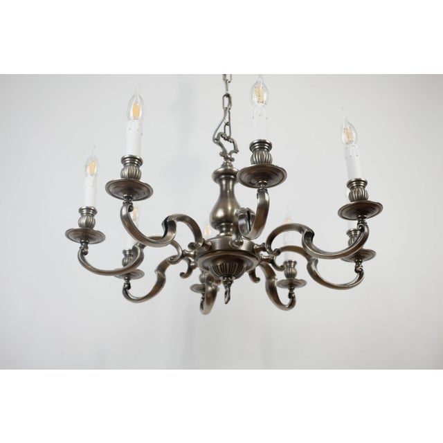 Eight-Arm Chandelier in White Brass For Sale - Image 4 of 9