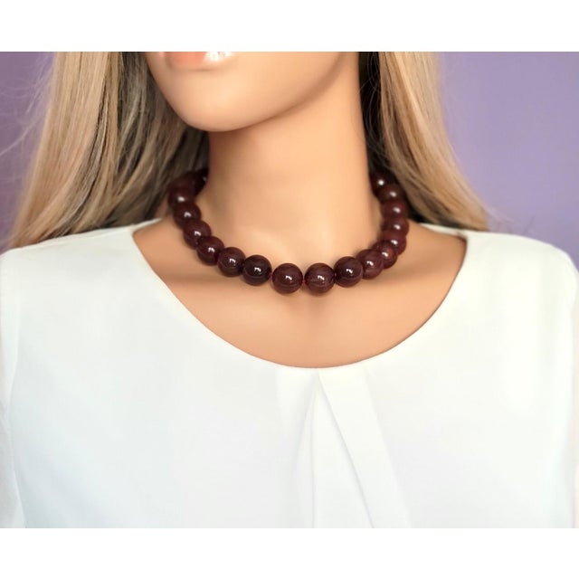 Rare Red Rutilated Quartz Necklace, With Sterling Silver Red Quartz Clasp For Sale - Image 9 of 11