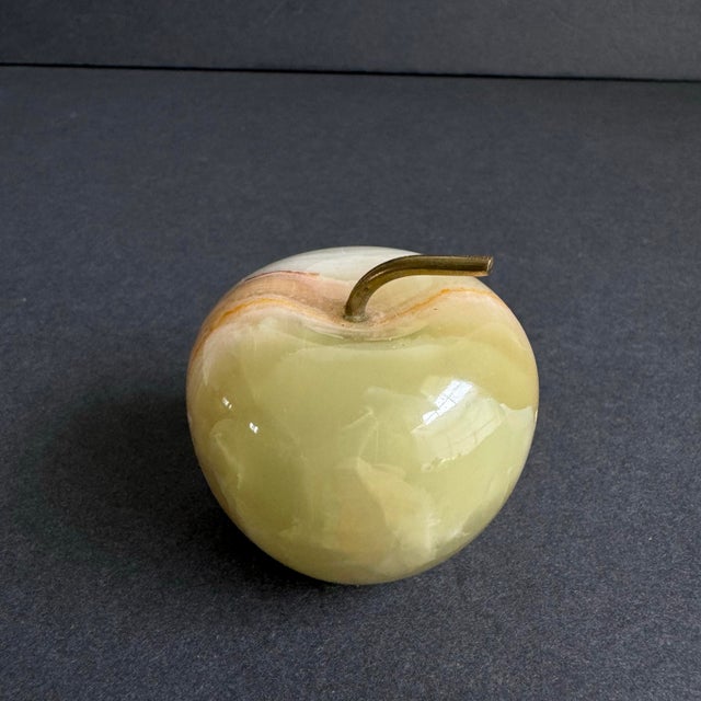 Vintage Onyx Apple Paperweight Petite Genuine Stone Sculpture For Sale - Image 4 of 8