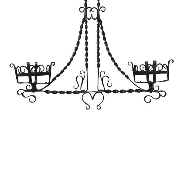 Figural Cherub Wrought Iron Hanging Garden Planter C1920 For Sale - Image 4 of 7